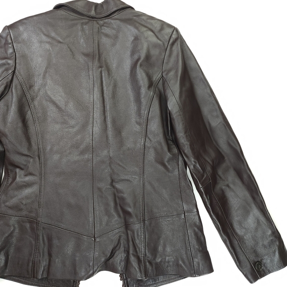 Jaclyn Smith Brown Leather Jacket sz 10 - Picture 11 of 13